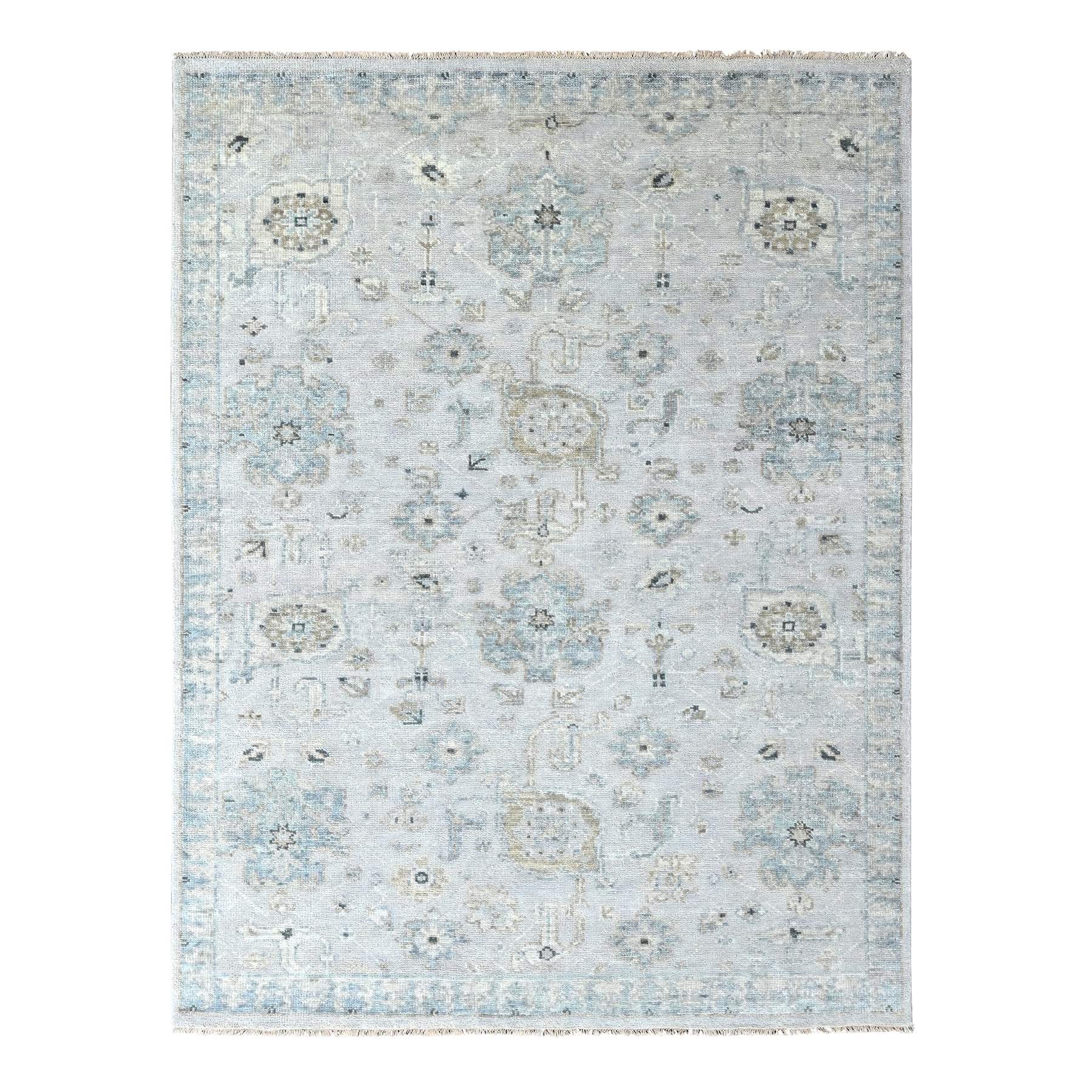 Oyster Gray, Tone On Tone, Oushak Design, Hand Knotted, Lush and Plush, Supple Collection, All Wool, Soft Pile, Natural Dyes, Oriental Rug